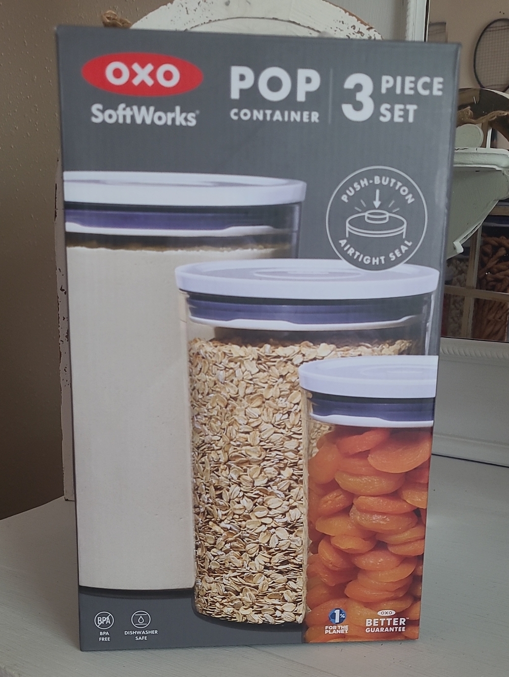 OXO THREE PIECE POP  CONTAINER SET. NEVER OPENED. By Softworks